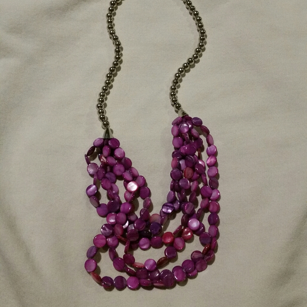 Multi-Strand Purple Bead Statement Necklace